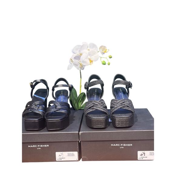 2 pairs of  Marc Fisher heeled sandals selling as a set size 6.5 new with box - Picture 1 of 7